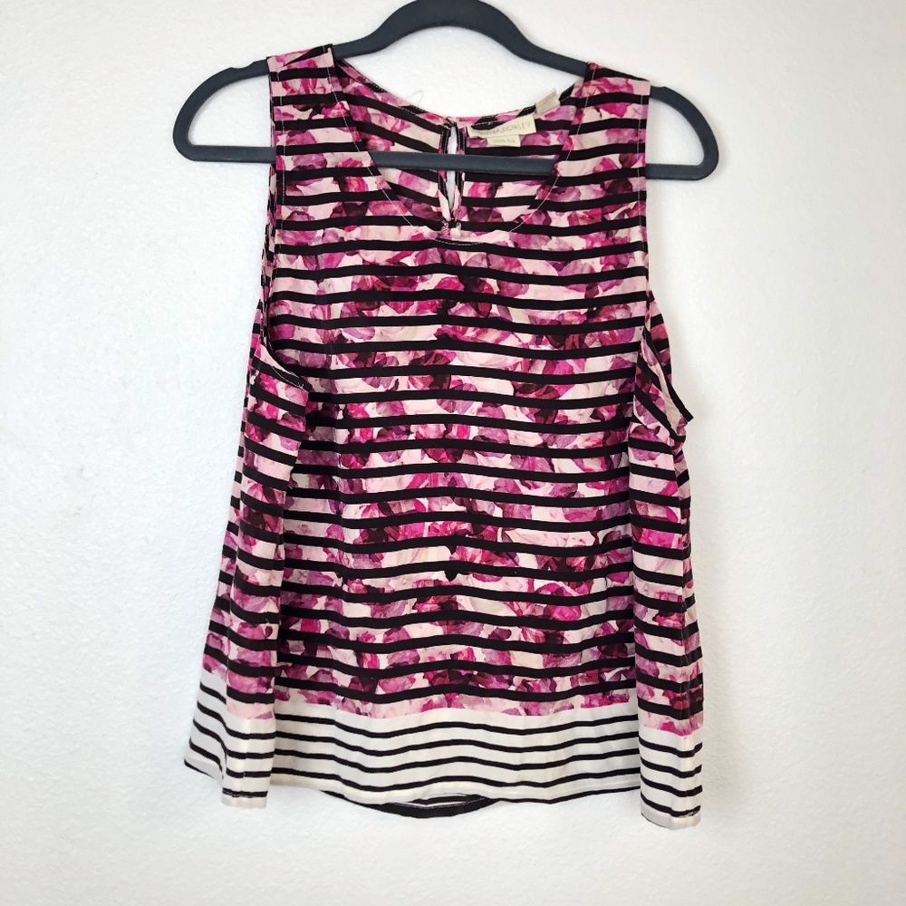 Cynthia Rowley floral striped silk tank size XL // 29